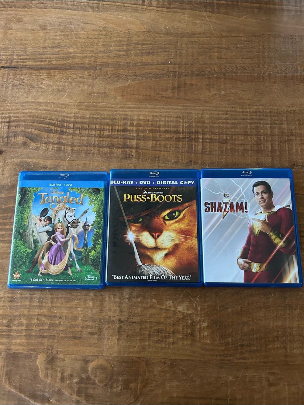 PUSS in BOOTS, Tangled and SHAZAM Blueray